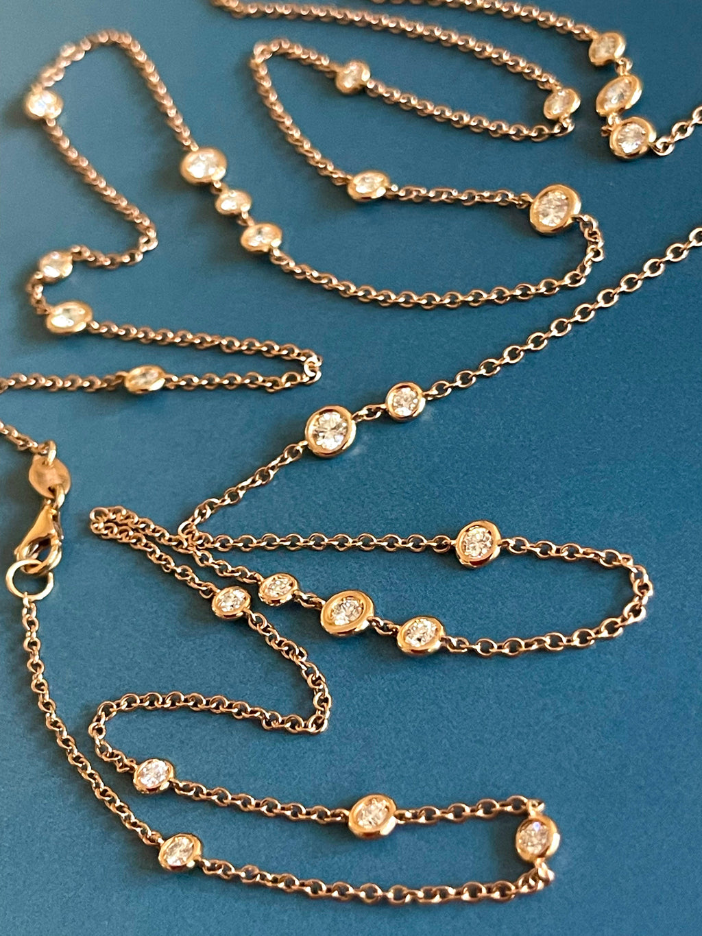 Collana di diamanti 1,85 ct in oro rosa 18 ct, catena lunga da 2 carati, al metro