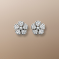 18ct white gold diamond earrings, periwinkle flower, round cut diamonds, elegant, sophisticated, high-quality, polished, formal event, casual day out, gift, sparkle