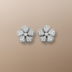 18ct White Gold Diamond Earrings Periwinkle Flower
