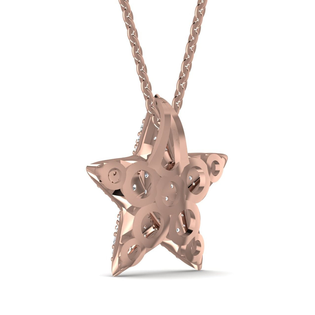 Collier étoile en or rose 18 carats et diamants