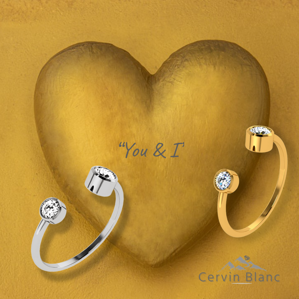 White Gold Diamond "You & I" Promise Ring – Symbol of Forever Love
