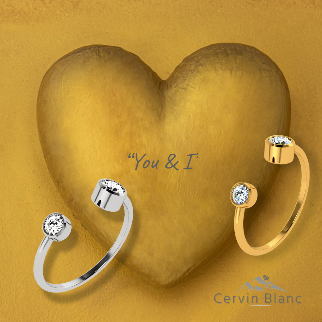 White Gold Diamond "You & I" Promise Ring – Symbol of Forever Love