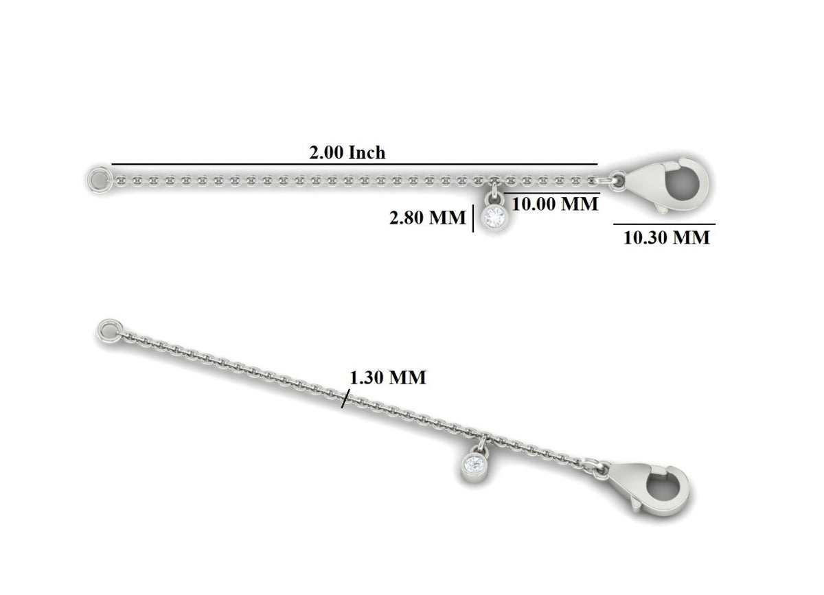 18ct White Gold chain extender with Diamond