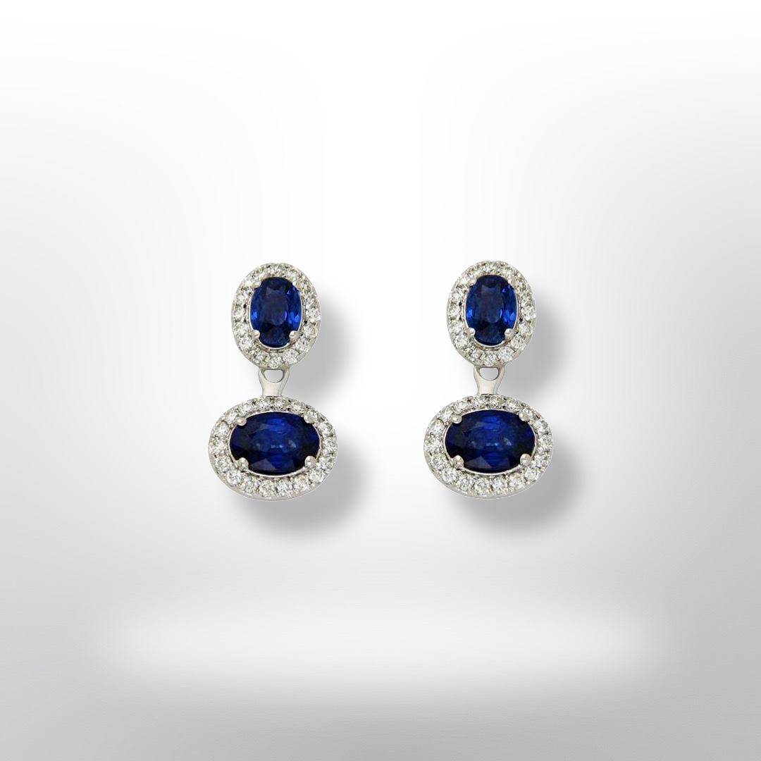 White Gold Sapphire Diamond Jacket Earrings
