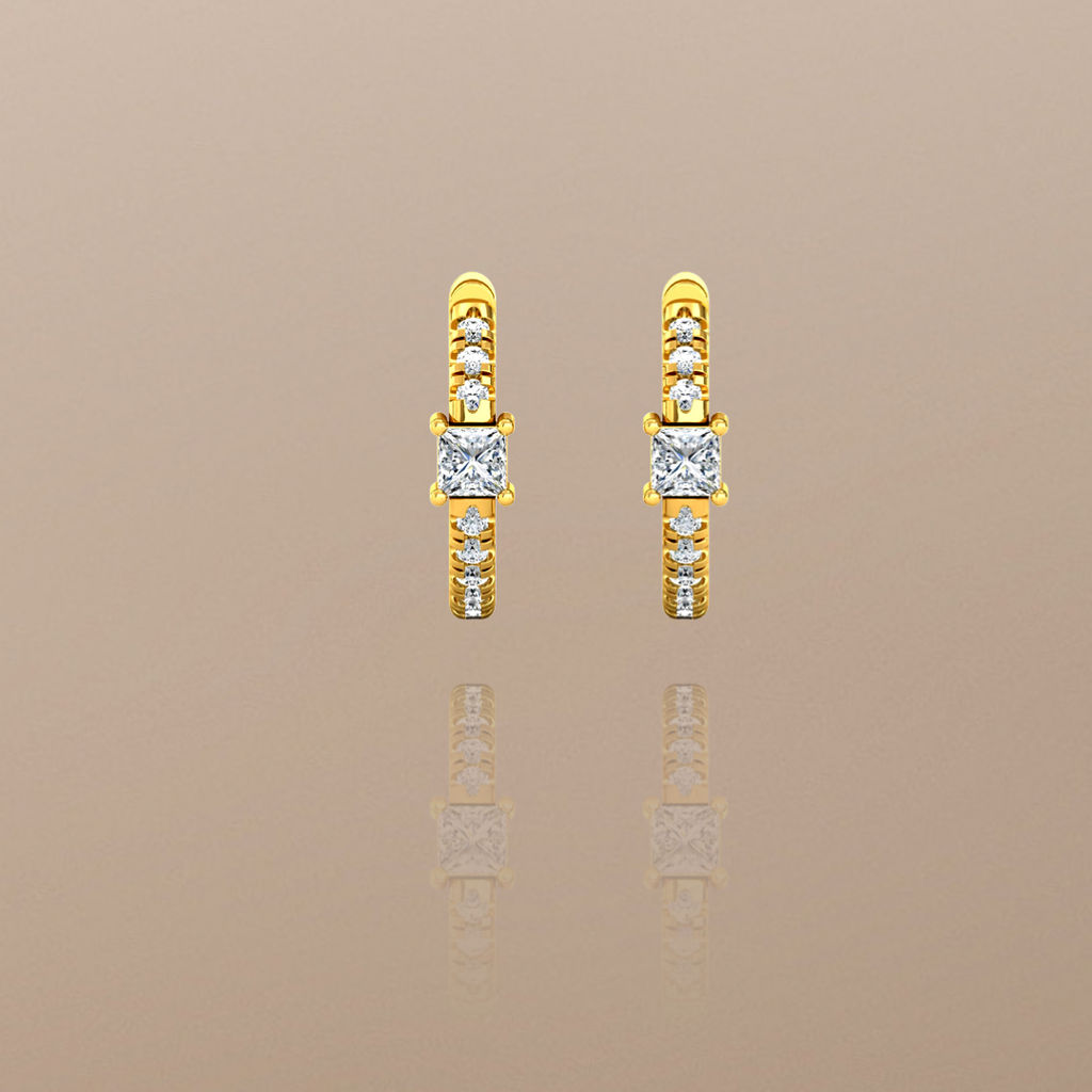  Orecchini a cerchio con diamanti da 0,40 ct in oro giallo