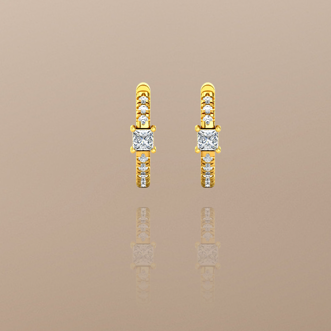  Orecchini a cerchio con diamanti da 0,40 ct in oro giallo