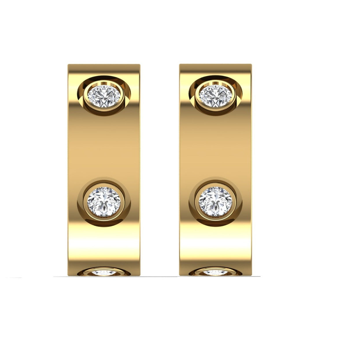 You & I Diamond Half Hoop Earrings Yellow Gold