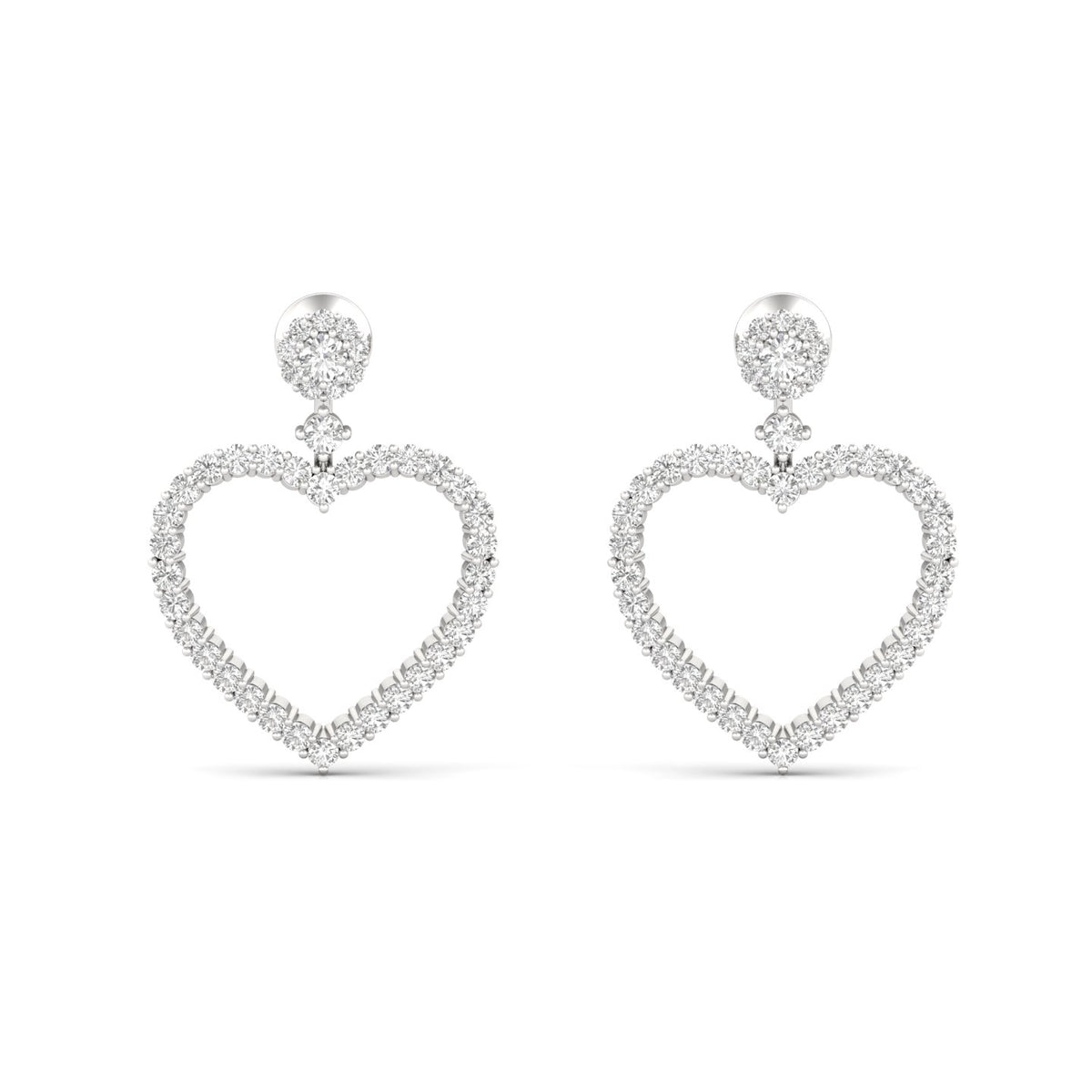 0.85ct Twin Heart Earrings White Gold