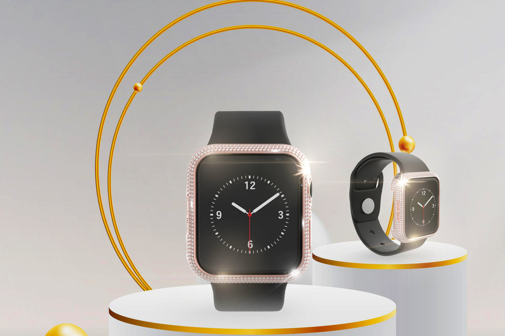 Silver Gold vermeil paved diamond smart watch case