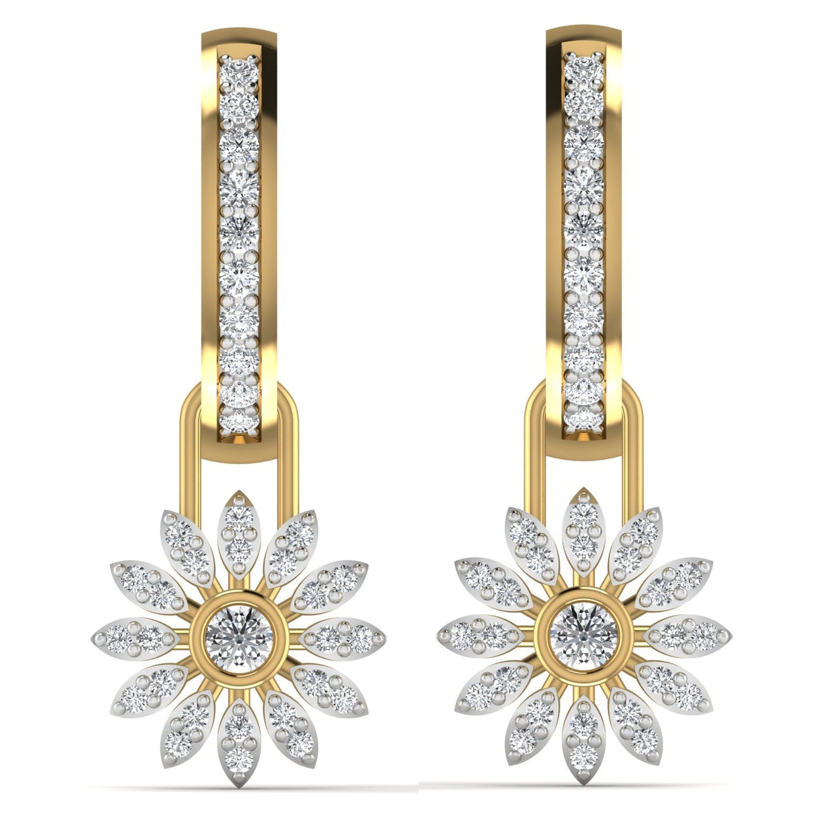  18ct yellow gold diamond hoops, removable charm, versatile, classic design, sparkling diamonds