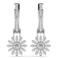  18ct White Gold Diamond Hoops, Removable Charm, Flora Daisy Earrings