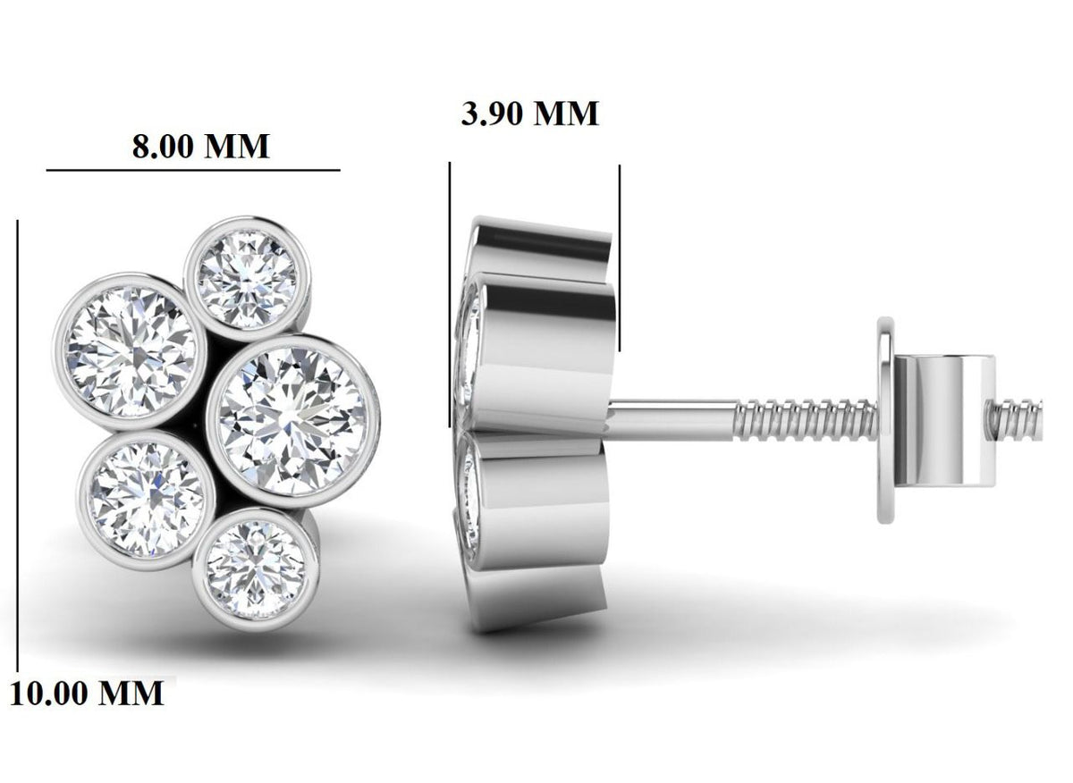 1ct Bubble Diamond Earrings White Gold