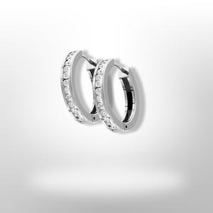  18ct white gold, diamond hoop earrings, channel set, 0.50ct diamonds, elegant design