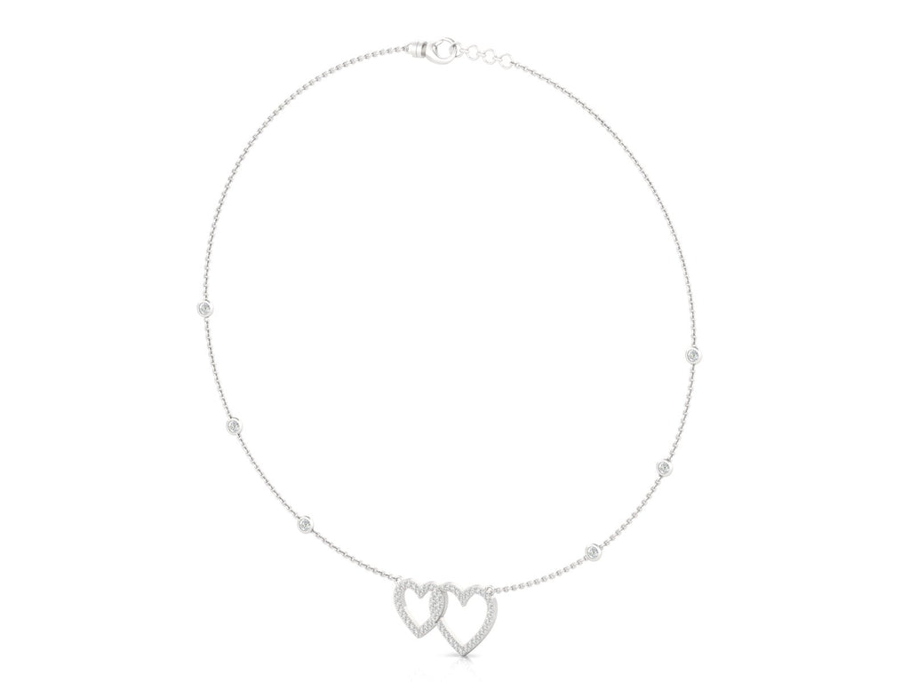  Collana con due cuori in oro bianco 18 carati e diamanti da 0,85 carati, come visto in Mait a Chelsea