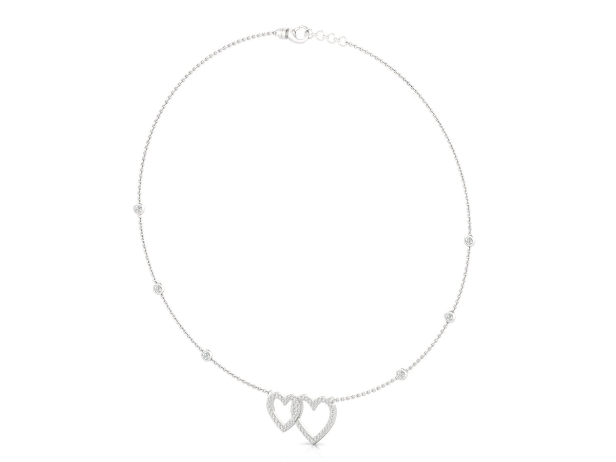 18ct White gold diamond twin hearts necklace 0.85ct As Seen in Made in Chelsea