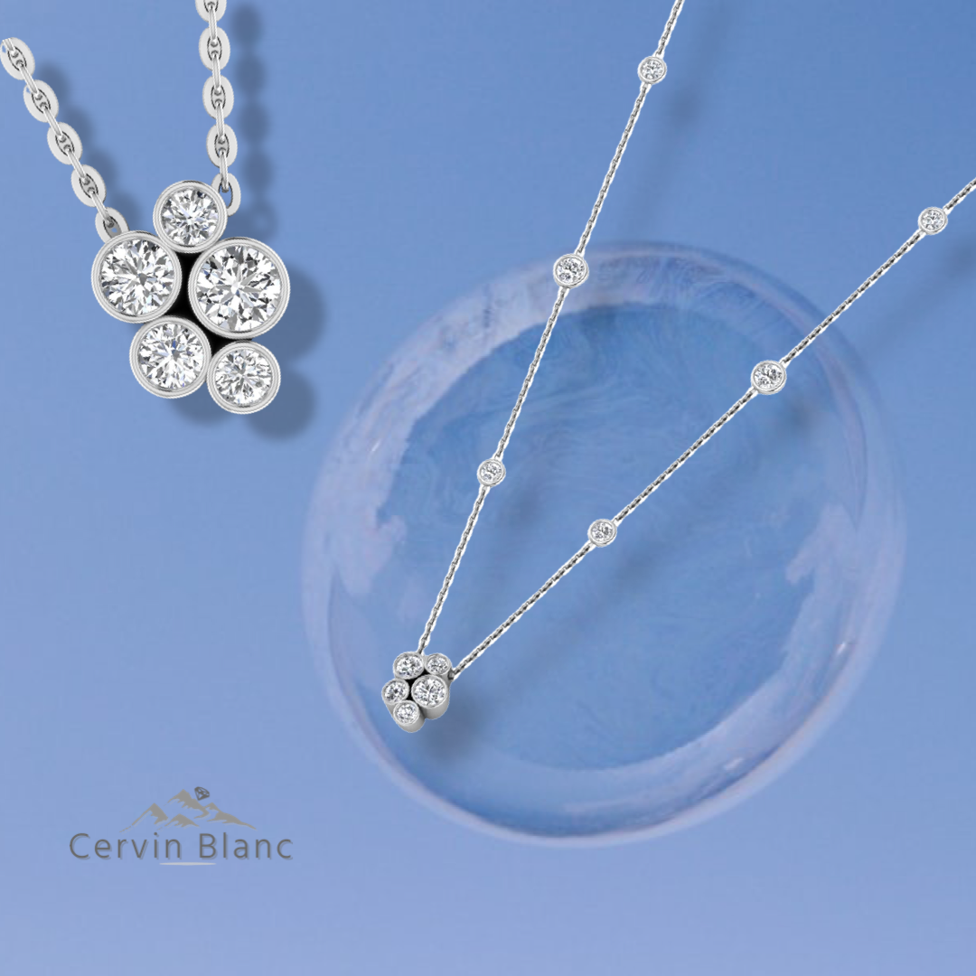 Collier bulle en or blanc 18 carats et diamants (1,25 carat)