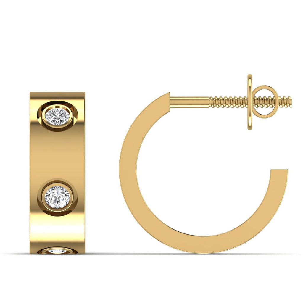 You & I Diamond Half Hoop Earrings Yellow Gold