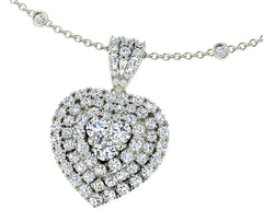 White Gold Diamond Heart Necklace with scatter Diamond chain