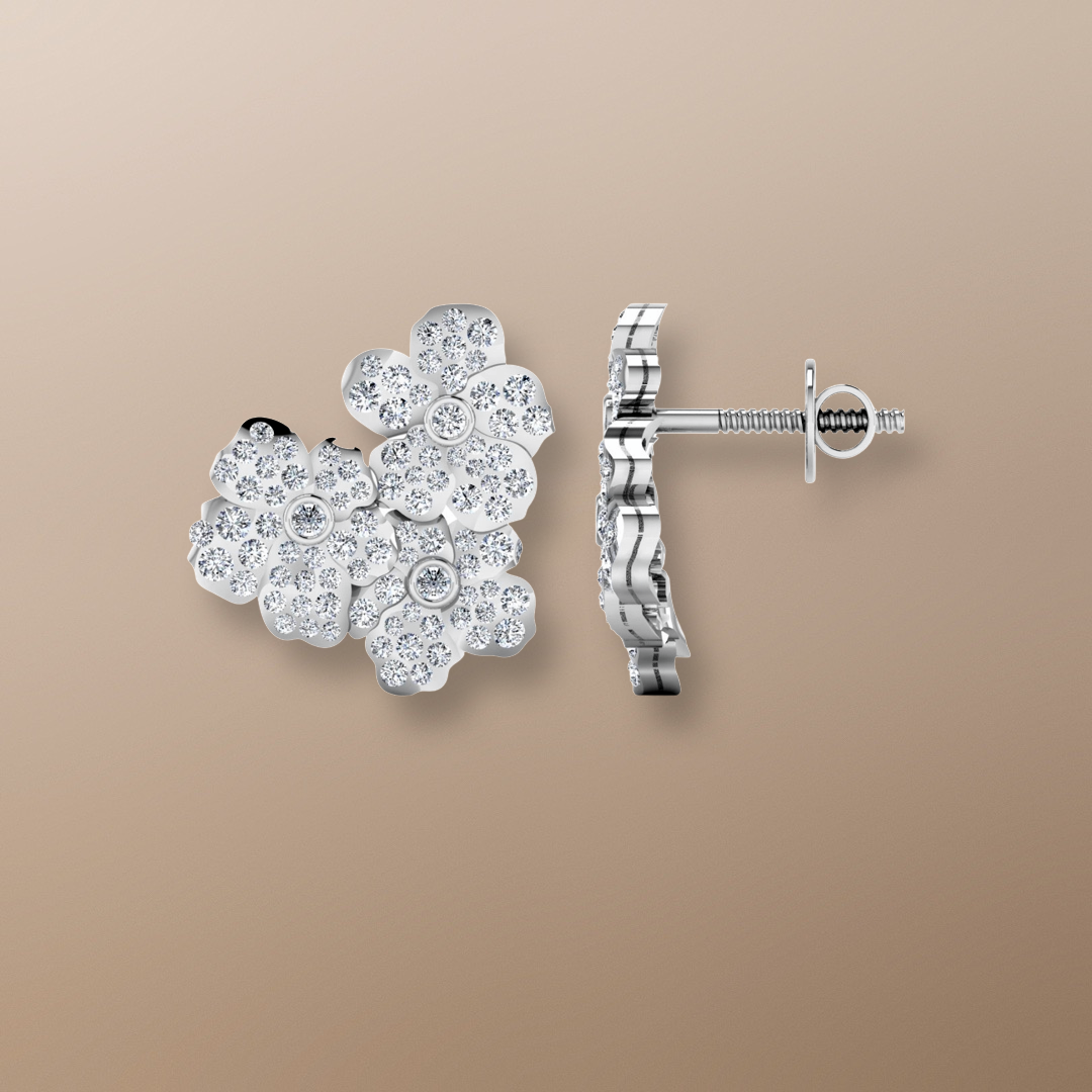 Forget Me Not Diamond Earrings White Gold 1.10ct