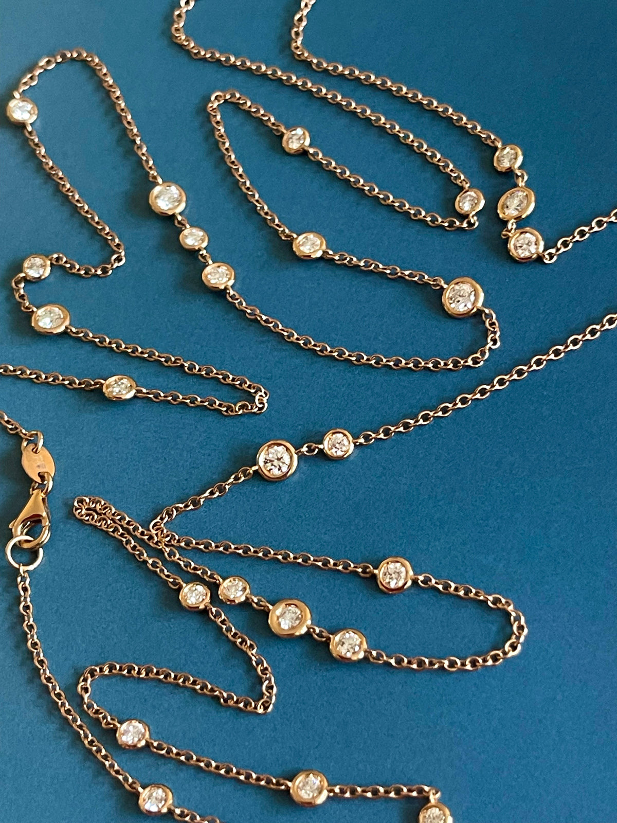 Collana di diamanti 1,85 ct in oro rosa 18 ct, catena lunga da 2 carati, al metro