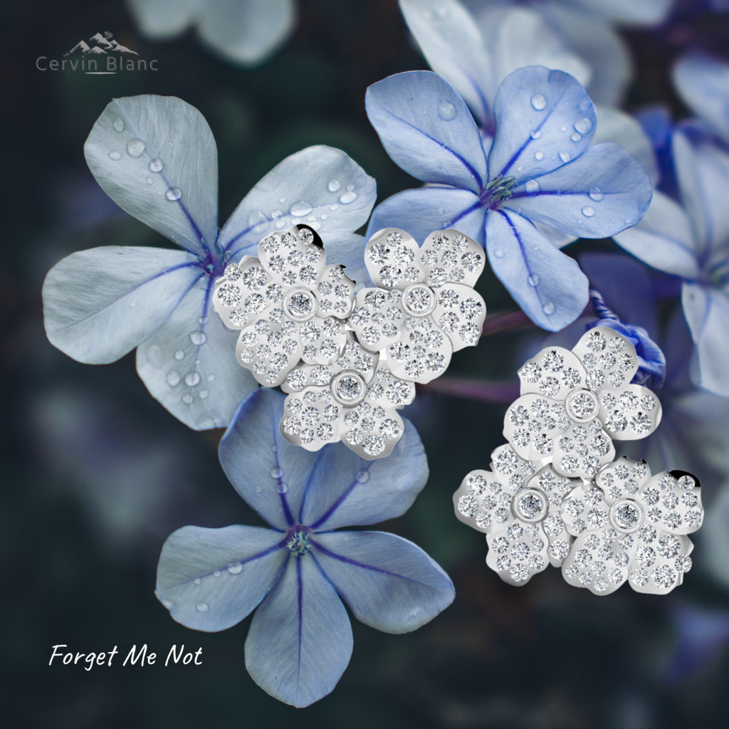 18ct White Gold Diamond ‘Forget Me Not’ Earrings 1.10ct