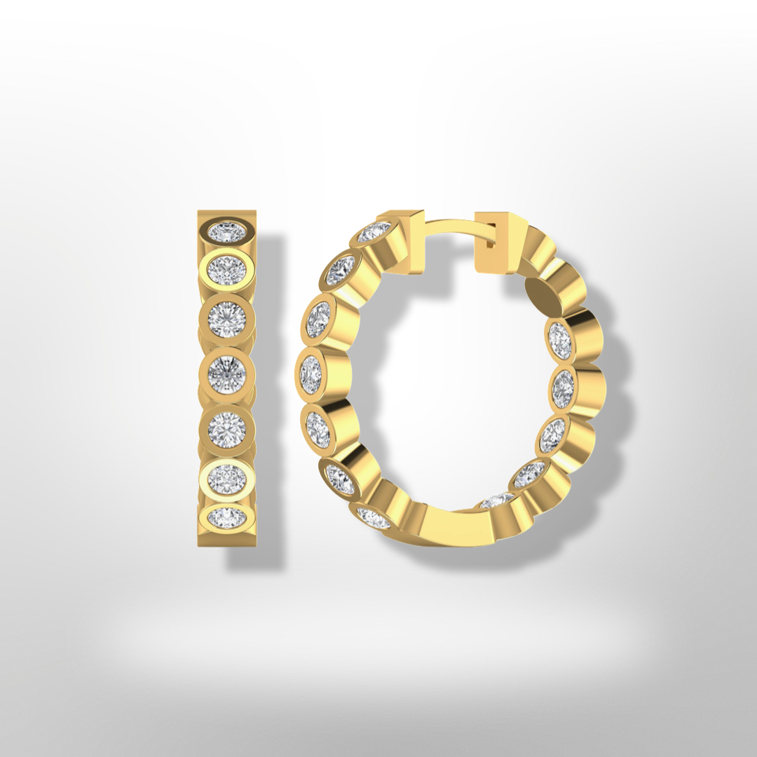1.20ct Inside Out Diamond Earrings Yellow Gold
