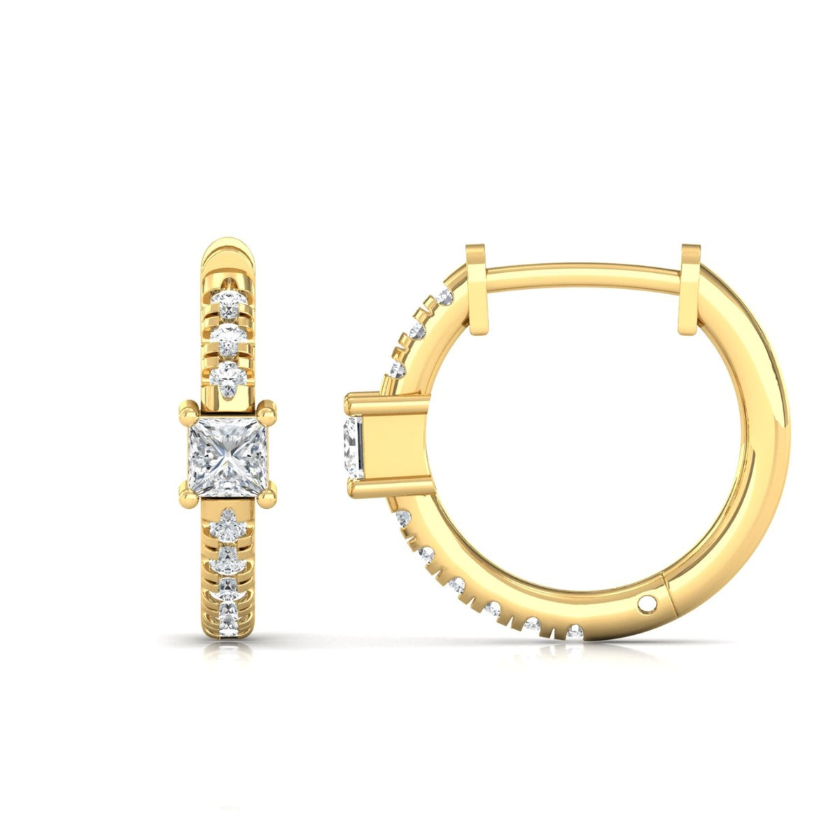 Boucles d'oreilles créoles en or jaune serties de diamants (0,40 ct)