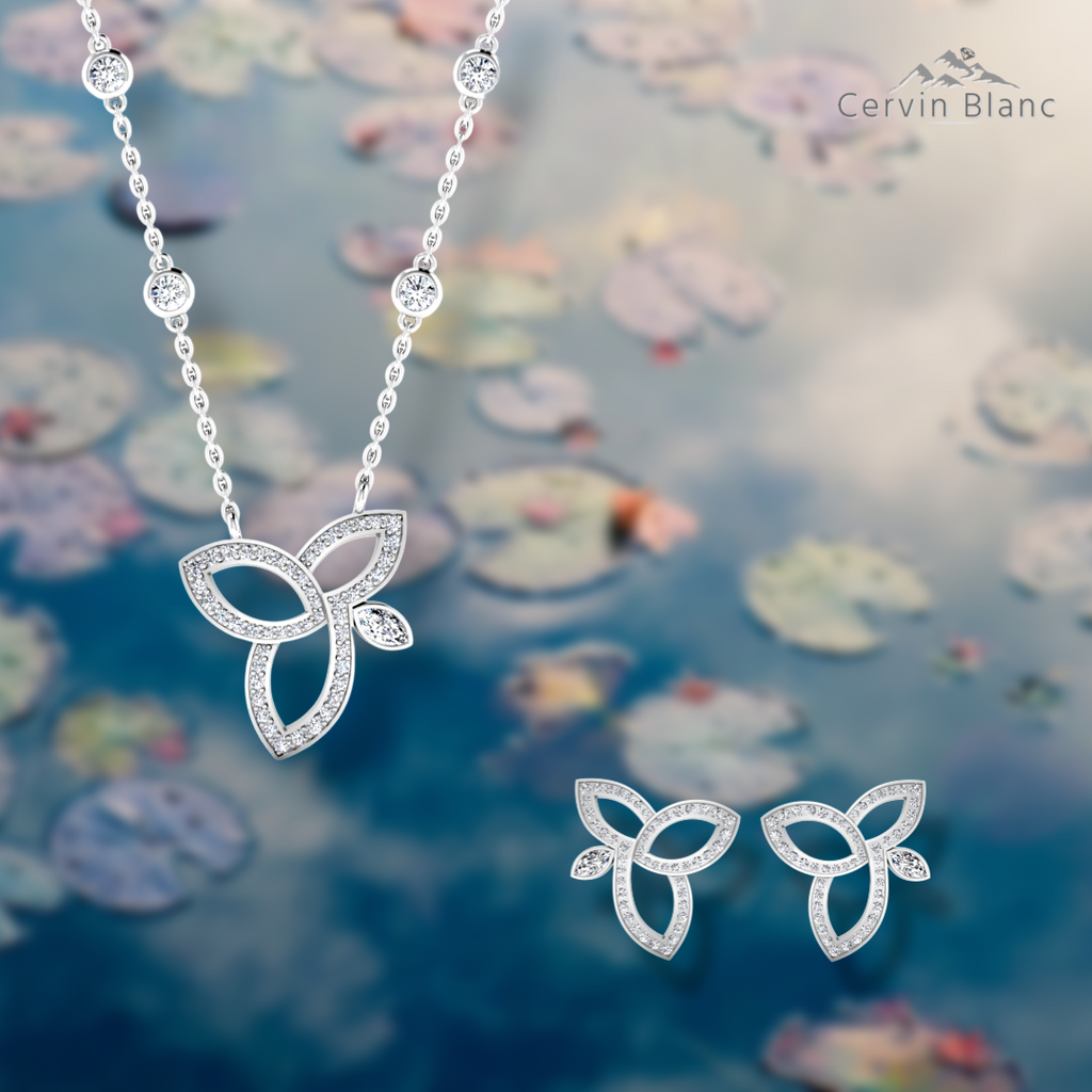 Marquise petal lotus diamond necklace
