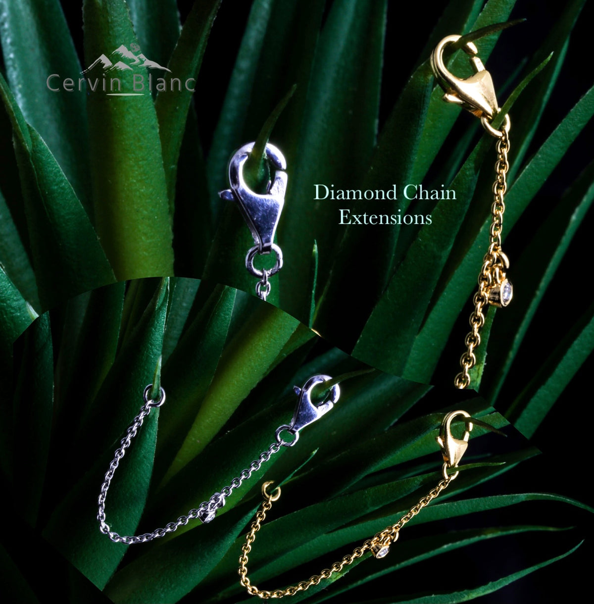 Rallonge de chaîne en or jaune 18 carats avec diamant