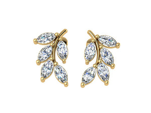 18ct Yellow Gold Diamond leaf studs, 1.20ct, earrings, leaf design, high-quality, sparkling diamonds, expertly set, brilliance, shine, secure stud fastening, special occasion, luxury, sophistication
