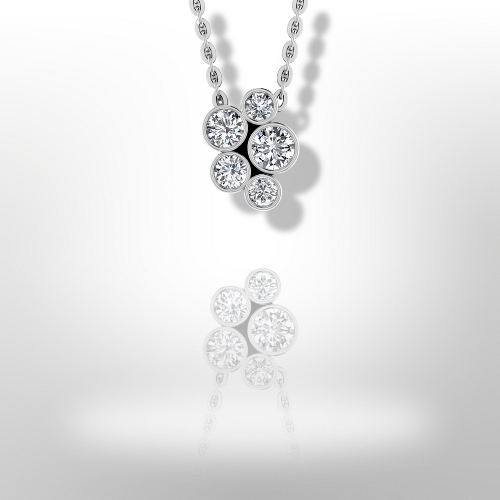 Collier bulle en or blanc 18 carats et diamants (1,25 carat)