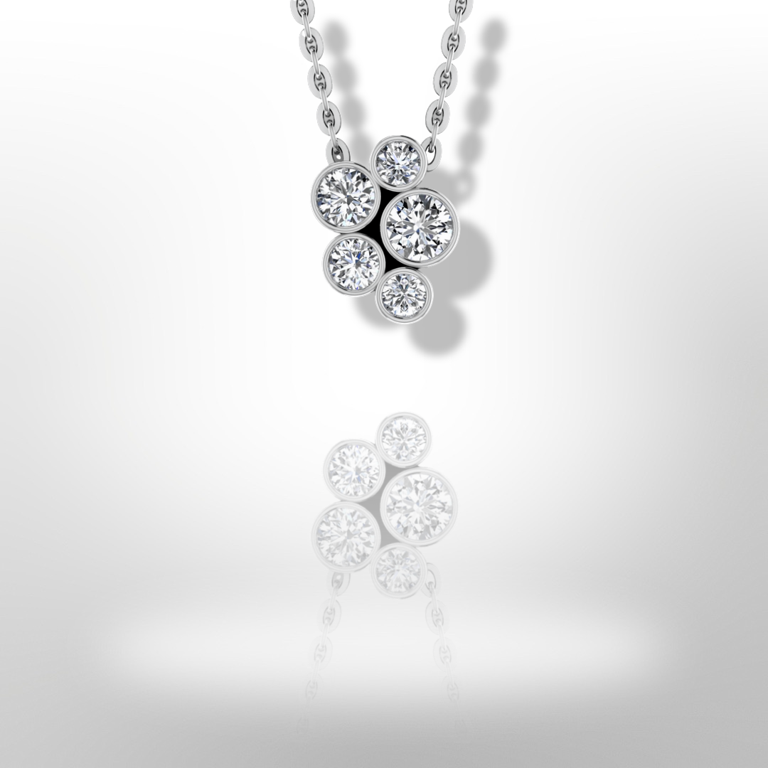 Collier bulle en or blanc 18 carats et diamants (1,25 carat)