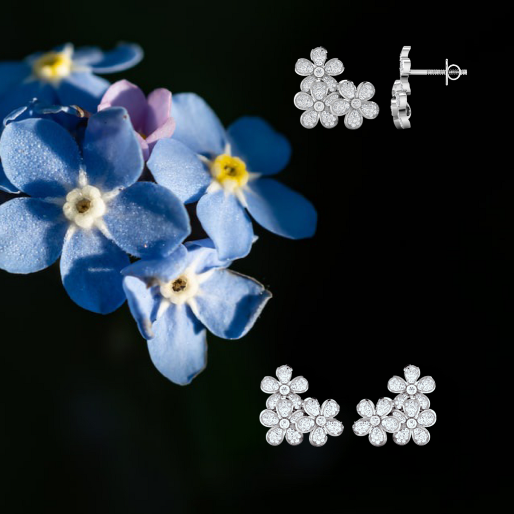 Forget Me Not Diamond Earrings White Gold 0.85ct