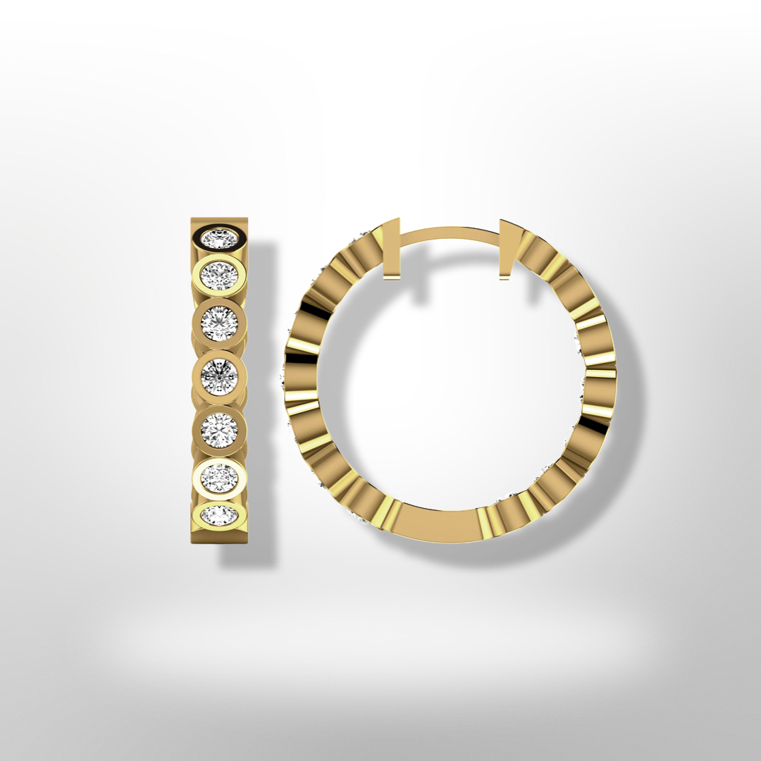 1.20ct Inside Out Diamond Earrings Yellow Gold