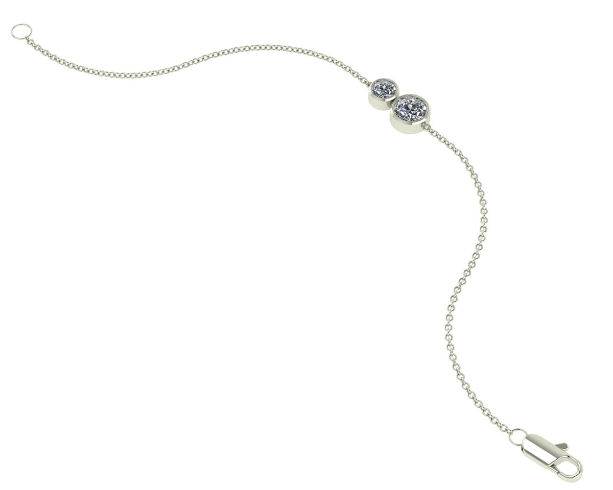 Bracelet fin en or blanc 18 carats serti de diamants « You &amp; I »