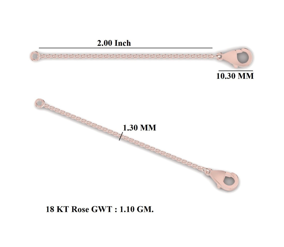18ct Rose Gold chain extender 2 inches
