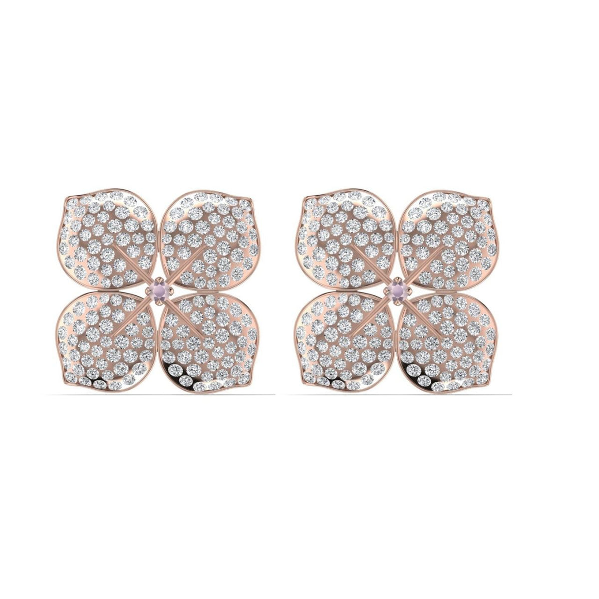 1.5 cm hydrangea diamond earrings in 18ct rose gold