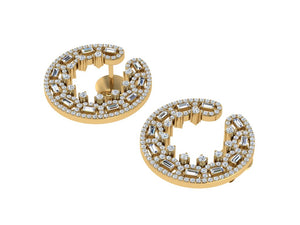 18ct gold diamond earrings, wrap around hoop design, glittering diamonds, statement jewellery, affordable luxury