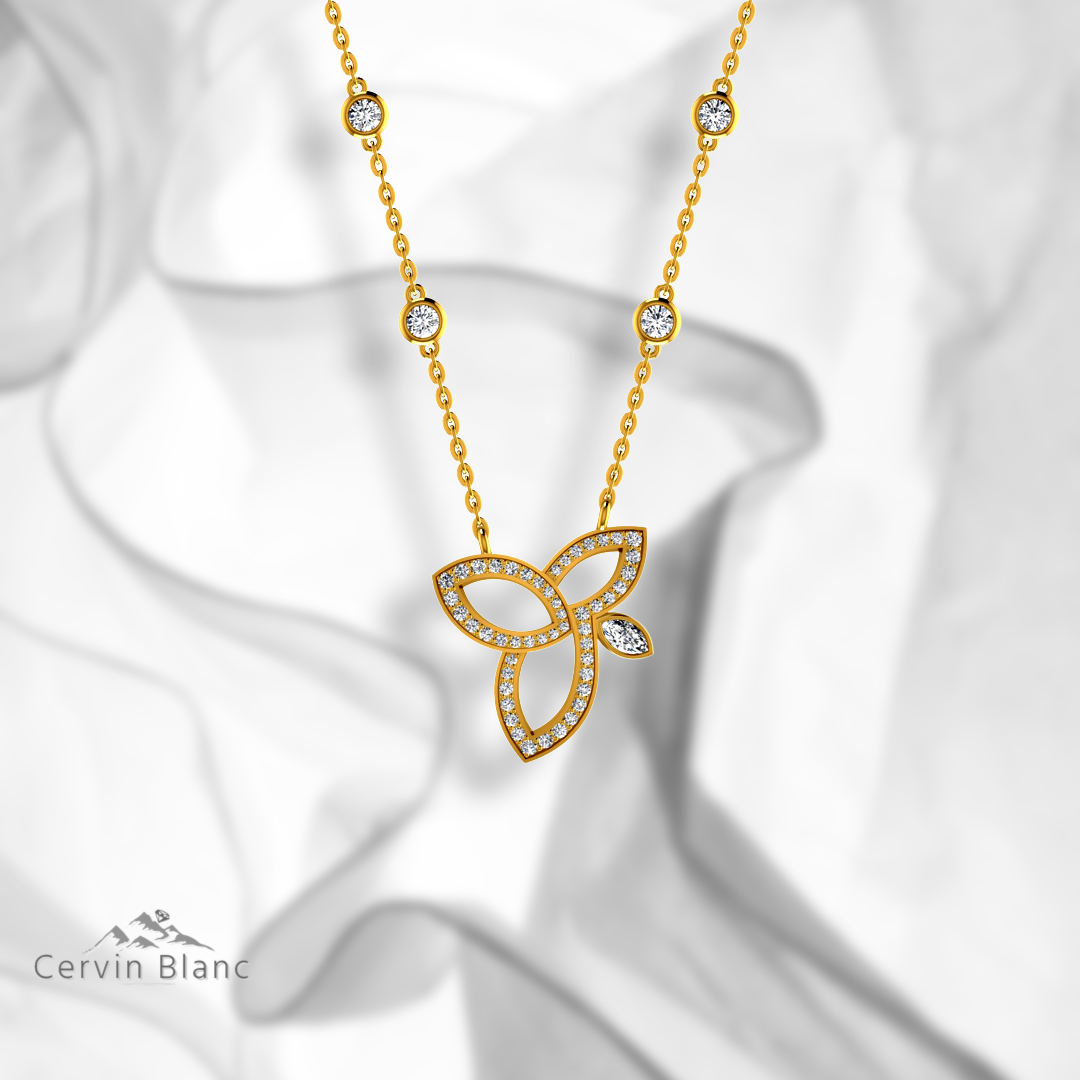 Luxury 18ct yellow gold diamond lotus necklace