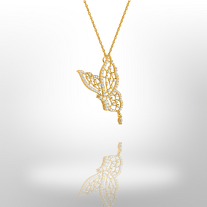18ct Yellow Gold Diamond Butterfly Necklace, Charm Necklace, 0.70ct Diamond Necklace, Butterfly Jewelry, High-Quality Gold Necklace, Elegant Necklace, Timeless Jewelry