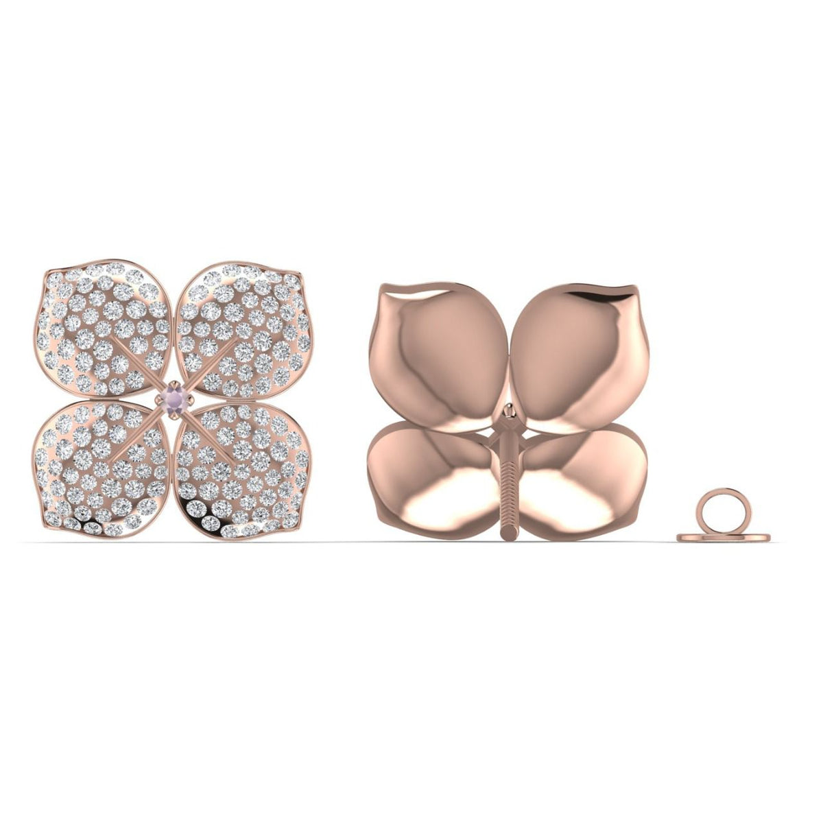 Hydrangea Diamond Earrings Rose Gold 1.60ct