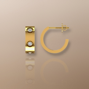 18ct Yellow Gold Half Hoop Diamond Earrings, round-cut diamonds, contemporary design, high-quality