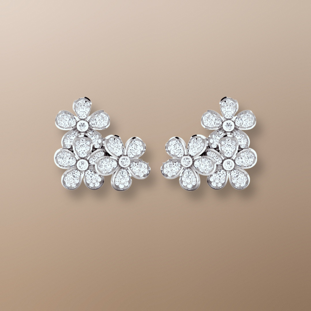 18ct white gold earrings, forget me not earrings, diamond earrings, 0.85ct diamond earrings, elegant jewelry, special occasion earrings, high-quality diamonds, stunning earrings, everyday accessory, jewelry collection
