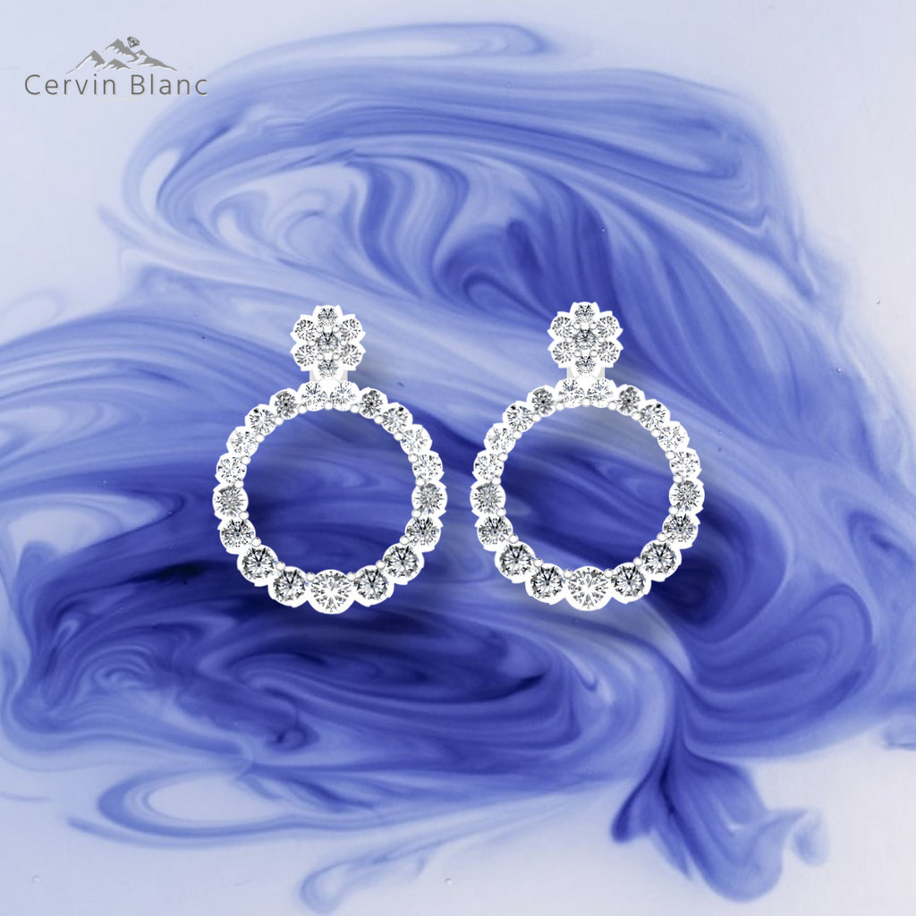 Boucles d'oreilles rondes en or blanc avec diamant de 1 carat