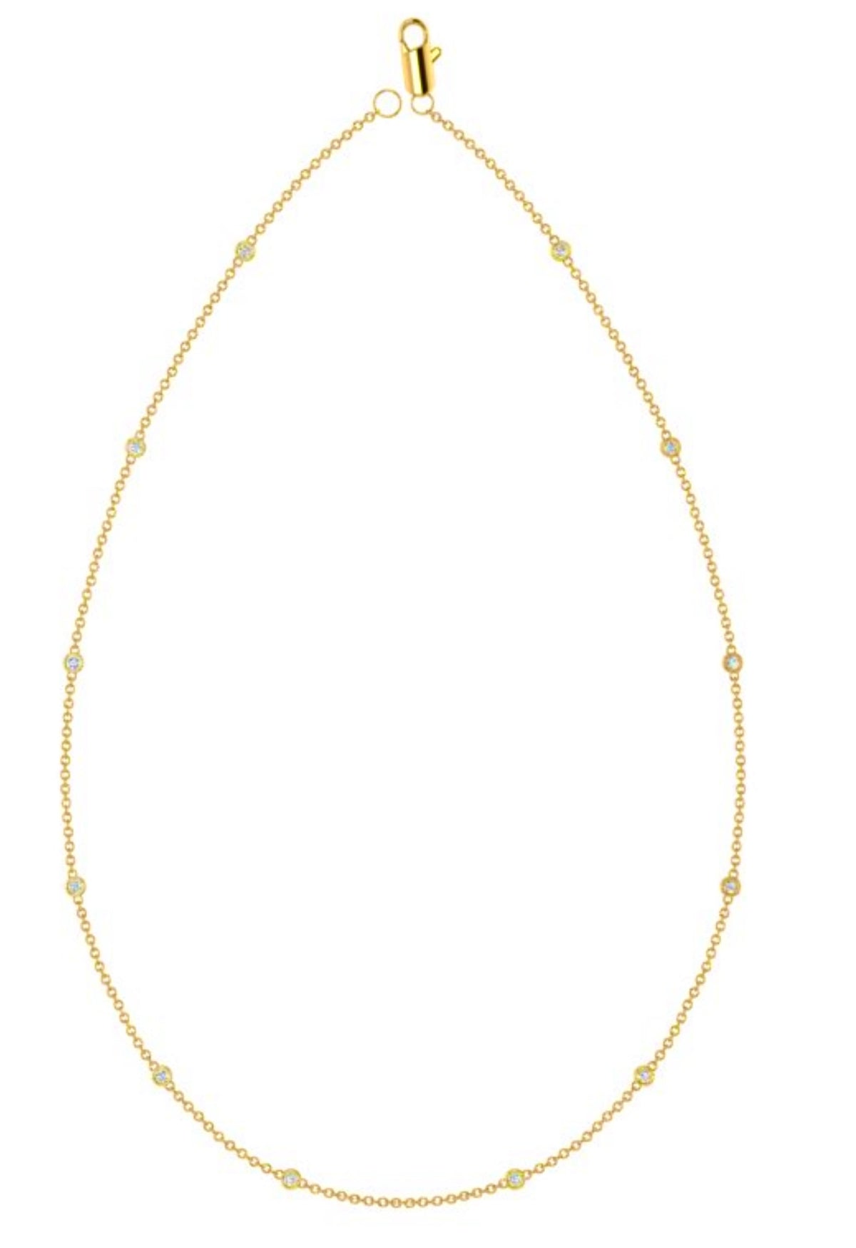 18ct yellow gold scatter diamond chain 