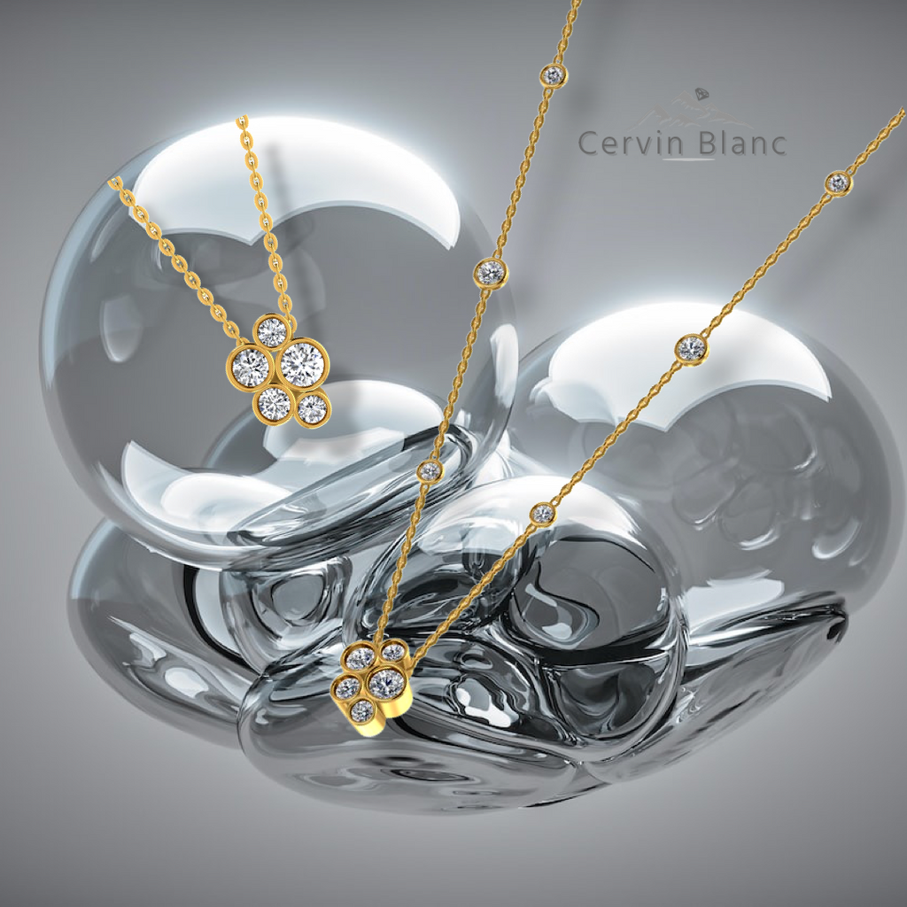 Collier en or jaune 18 carats serti de diamants (1,25 carat).