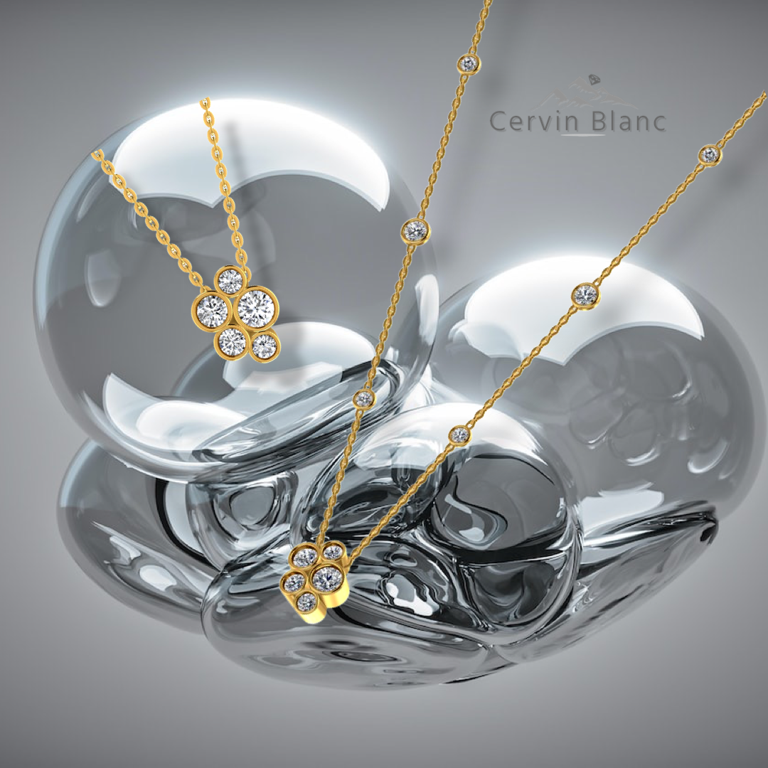 Collier en or jaune 18 carats serti de diamants (1,25 carat).