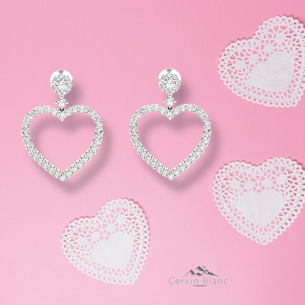 0.85ct Twin Heart Earrings White Gold