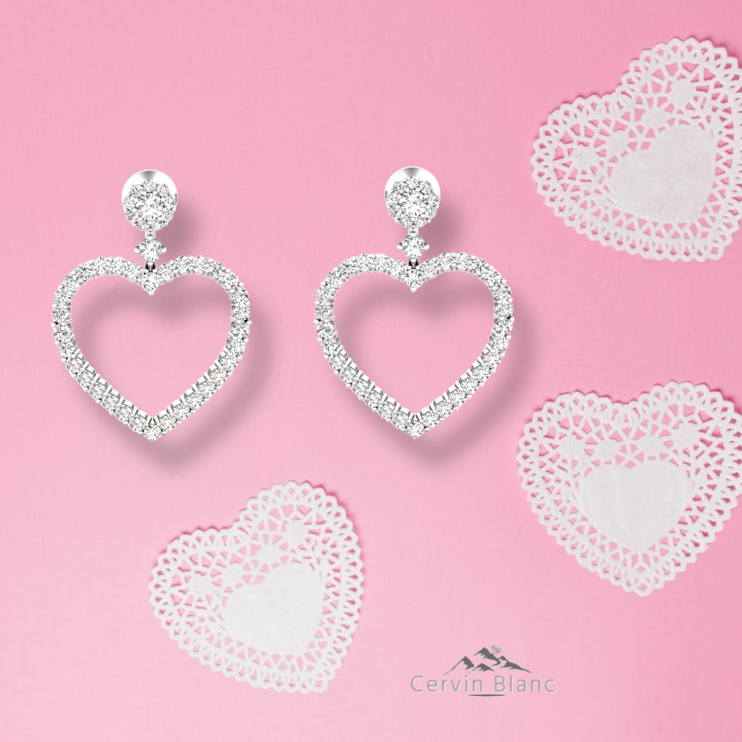 0.85ct Twin Heart Earrings White Gold