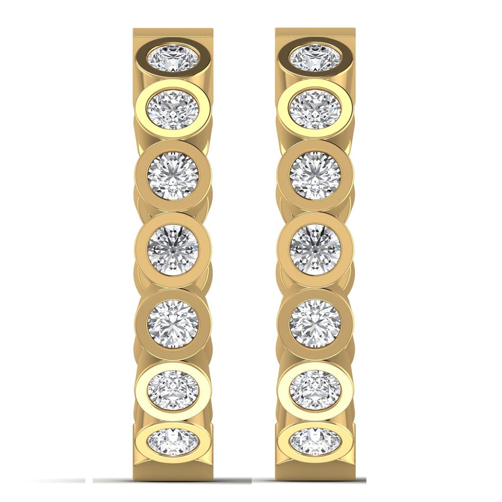 Boucles d'oreilles en or jaune serties de diamants (1,20 ct) sertis à l'intérieur